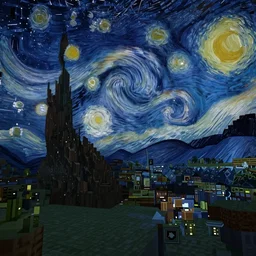 starry night in minecraft