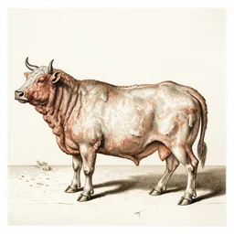 portrait of a veal at the slaughterhouse. copper engraving by albrecht durer, walton ford
