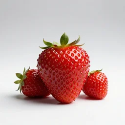 rustic strawberries, commercial catalog photo, isolated on a pure white background, centered, entire object in frame, sharp focus, soft studio lighting