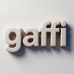 3 d render of the text'gaffi'