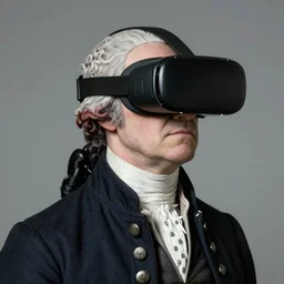 George Washington wearing a VR headset.