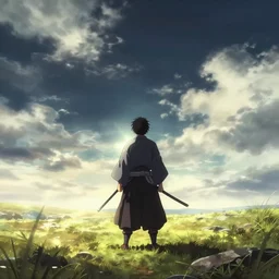 lone samurai in dreamy landscape, by kentaro miura, hyperdetailed, wlop, 8 k, ultra detailed, dramatic lighting, atmospheric, cinematic