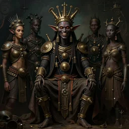 a symmetrical matte portrait of unholy steampunk igbo shaman shinigami. jolly bearing. cinematic atmospheric lighting, painted, intricate, ultra - portrait of the innermost soul by dave dorman hieronymus bosch, cyril rolando, esher and natalie shau, whimsical, profound, impossible. trending on devaintart. dark, brooding,