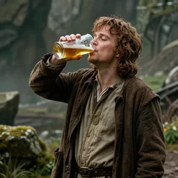 frodo is drinking beer in the new lord of the rings movie