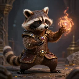 closeup 3 5 mm anthropomorphic royal warlock raccoon casting a spell in a dungeon, magic the gathering, d & d, fantasy, intricate, action pose, elegant, highly detailed, digital painting, artstation, concept art, matte, sharp focus, volumetric lighting, illustration, hearthstone, art by artgerm, wlop, greg rutkowski and alphonse mucha