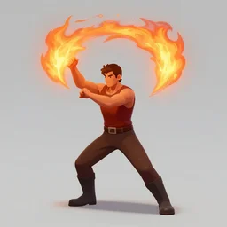 a man cast a fire spell, artstation