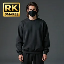 professional digital art of a young adult man with slightly long hair wearing a black face mask and an oversized dark sweatshirt and dark sweatpants, high quality, HD, 8K, highly detailed, award-winning, sci-fi, fantasy, movie, show, tv series, actor, character
