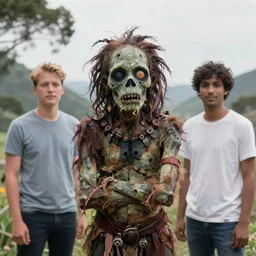 portrait of a voodoo zombie in a scenic environment by jesper ejsing and eddie mendoza, fire