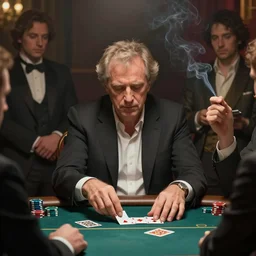a photo of larry david playing poker while smoking highly detailed, dim volumetric lighting, 8k, post-processing, soft painting, trending on artstation, concept art, smooth, sharp focus, illustration,by Tom Bagshaw and Daniel Gerhartz and Albert Aublet and Lawrence Alma-Tadema and alphonse mucha