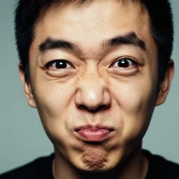 chinese man doing most ridiculous face expression, shot by robert mapplethorpe