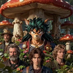 8 k headshot of godlike akira toriyama animal person in the heaviest of mushroom woods by craig mullins, ilya kuvshinov, krenz cushart, epic, artgerm trending on artstation by edward hopper and dan mumford and wlop and rutkovsky, beksinski carl spitzweg moebius and tuomas kocar, intricate artwork by caravaggio, unreal engine 5, lumen, naniteb