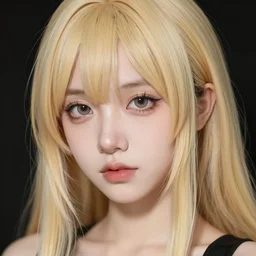 blonde anime woman, fine face, realistic shaded lighting, fine details