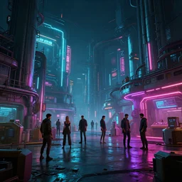 photo environement cyberpunk manufactory : 4, 4 k rtx hdr volume light concept studio matte painting environement digital illustration style cyberpunk 2 0 7 7 artstation artur tarnowski, mihai muscan, marcin tomalak, marta leydy, marcin stepien, charlotte hughes, zuzanna dabrowa neon bioluminiscence