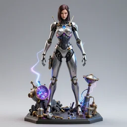 alchemy laboratory bioorganic varia suit, energetic varia suit, full body portrait, highly detailed, intricate, concept art, vertical portrait, battle angel alita, by rembrandt, 1 6 6 7, by jean - baptiste monge, resine figure, cyborg, misa amane *, volumetric lightning