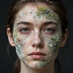 detailed clear toxic mold on the face, portrait, realism, photorealism, ultra detail