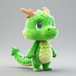 a upper body portrait, 3 d render of a green, feathery, male, anthropamphic dragon a spike at the tip of his tail, in the style of animal crossing