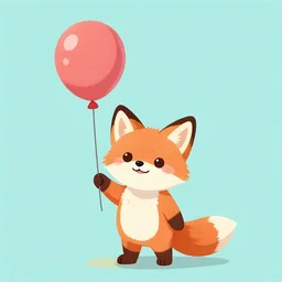 cute photograph of a fox holding a balloon