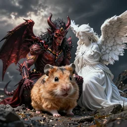 a hamster mixed with a demon and a angel