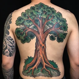 the tree of gondor, by akihito yoshida, tattoo, in a symbolic and meaningful style