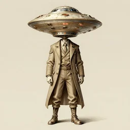 vintage ufo enthusiast with bowl on head, magnificent, full body shot, details, sharp focus, elegant, highly detailed, illustration, by jordan grimmer and greg rutkowski, intricate, beautiful, trending artstation, pixiv, digital art