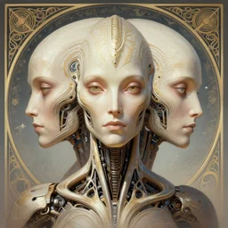 symmetry!! portrait of robotic alien in the style of horizon zero dawn, machine face, intricate, elegant, highly detailed, digital painting, artstation, concept art, smooth, sharp focus, illustration, art by artgerm and greg rutkowski and alphonse mucha, 8 k
