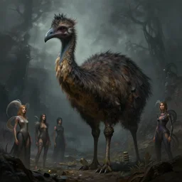 epic professional digital art of monstrous moa, moody atmospheric lighting, intricate, painted, foreboding, detailed, by leesha hannigan, ayne haag, reyna rochin, ignacio fernandez rios, mark ryden, iris van herpen, artstation, cgsociety, epic, stunning, gorgeous, much wow, cinematic, masterpiece.