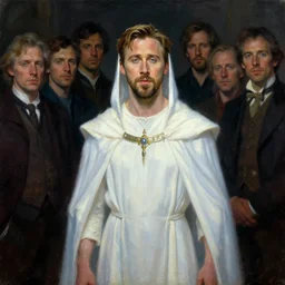 ! dream ryan gosling painting portrait, imogen poots as cleric paladin, luminescent, cinematic, by thomas blackshear, craig mullins, greg manchess, raymond swanland, anders zorn, bayard wu, huang guangjian, greg rutkowski, jesper ejsing