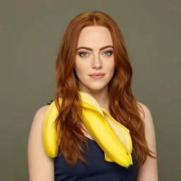 portrait of banana emma stone hybrid character 🍌