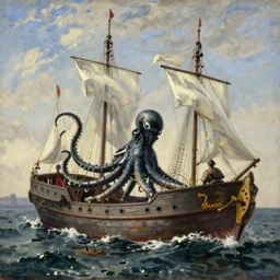 A Kraken attacks a ship, Hans Savery the Elder (1626), oil on canvas, detailed brushstrokes