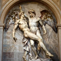 death beign resurrected by an angel painted by Michelangelo