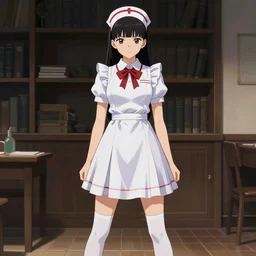 school girl in nurse dress, school uniform, seifuku, pleated miniskirt, overknee socks, battle angel alita. by rembrandt 1 6 6 7, illustration, by konstantin razumov