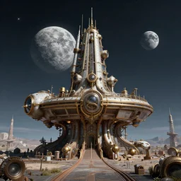 steampunk moonbase, highly detailed, 4k, HDR, award-winning, octane render