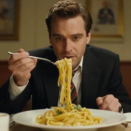 pasta as The American Psycho, cinematic still