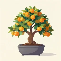bonsai fruit tree with oranges!! but minimalistic concept art by frank stella gilleard james whalen tom, colorful, soft light, trending on artstation, minimalism