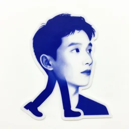 a wandering mind, sticker art, simple white background victo ngai, kilian eng, flat, blue