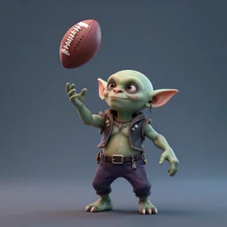 goblin being tossed like a football, 3d render
