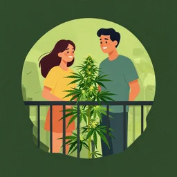 happy couple, on balcony, marijuana plant. centered median photoshop filter cutout vector behance artgem hd jesper ejsing!