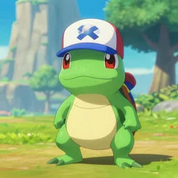 frog pokemon trainer, wes anderson, screenshot from pokemon sword and shield