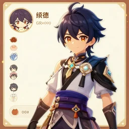 character sheet for a cute asian boy for genshin impact by greg rutkowski, by studio ghibli, digital art, trending on artstation, hd, 8 k, highly detailed, good lighting, beautiful, masterpiece