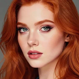 beautiful redhead woman, pixilated, closeup