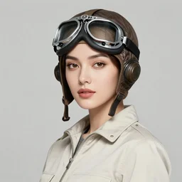 studio portrait of a female aviator, wearing aviator goggles, beautiful, elegant, an ultrafine hyperdetailed illustration by kim jung gi, and moebius, jean gireaud, and nicholas delort, intricate linework, detailed faces, super sharp focus, bright colors, octopath traveler, final fantasy, unreal engine 5, central composition,
