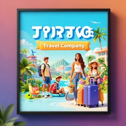 travel company ad concept design, one design, modern, vibrant, very detailed