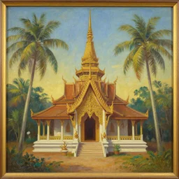 vintage thai oil painting