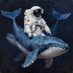 astronaut suit in the shape of a whale, epic dark fantasy horror stylized oil painting by ivan shiskin. trending on artstation