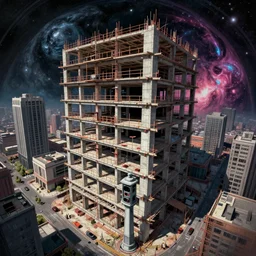 a beautiful ultradetailed illustration of unfinished building building city signal box by tom wright, fisheye bladerunner 2 0 4 9 galactic, archdaily, wallpaper, highly detailed, trending on artstation.
