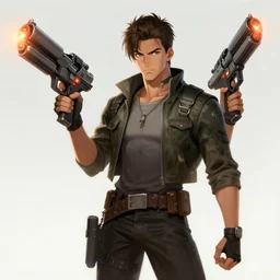 johnray holding ray guns, art station concept art, 4 k