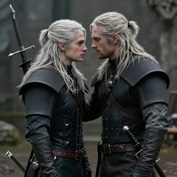 film still of jesse eisenberg as geralt of rivia!!!! in netflix's the witcher ( 2 0 2 2 )