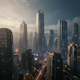 a futuristic cyberpunk city, octane render, atmospheric lighting, digital art