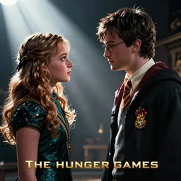 Katniss Everdeen meets Harry Potter, tv still from 'The Hunger Games'