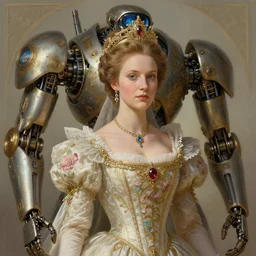 portrait of a princess victoria of sweden, robot steampunk, floral! horizon zero dawn machine, intricate, elegant, highly detailed, ray tracing, digital painting, artstation, concept art, smooth, sharp focus, illustration, art by artgerm and greg rutkowski and alphonse mucha, 8 k